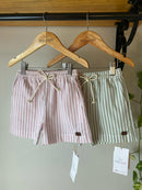 Short Thomas Listrado Rose 100% Algodão