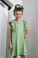 Vestido  "Flor do Caminho" Linho Verde - Nas Trilhas do Herói