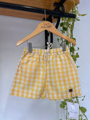 Short Brincadeira De Rua Xadrez Amarelo 100% Algodão