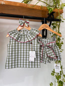 Conjunto Doce Infância  Xadrez Verde100% Algodão