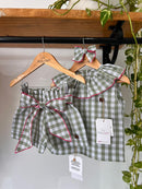 Conjunto Doce Infância  Xadrez Verde100% Algodão