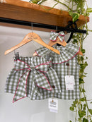 Conjunto Doce Infância  Xadrez Verde100% Algodão
