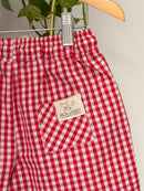 Short Thomas Vichy Vermelho 100% Algodão