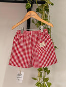 Short Thomas Vichy Vermelho 100% Algodão