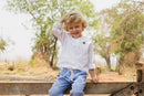 Calça Guri Do Campo Vichy Azul Roial 100% Algodão