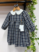 Vestido Manga Longa Flanelado Xadrez Azul 100% Algodão