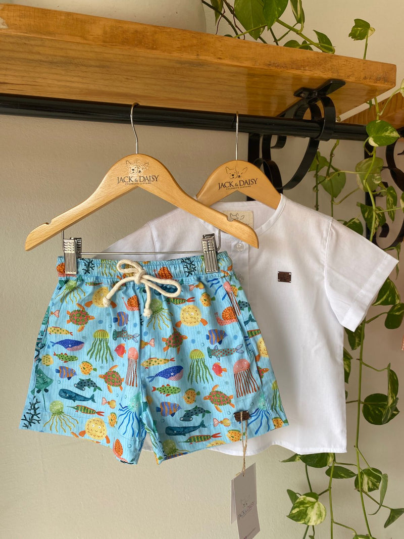 Short Thomas ''Fundo do Mar'' 100% Algodão