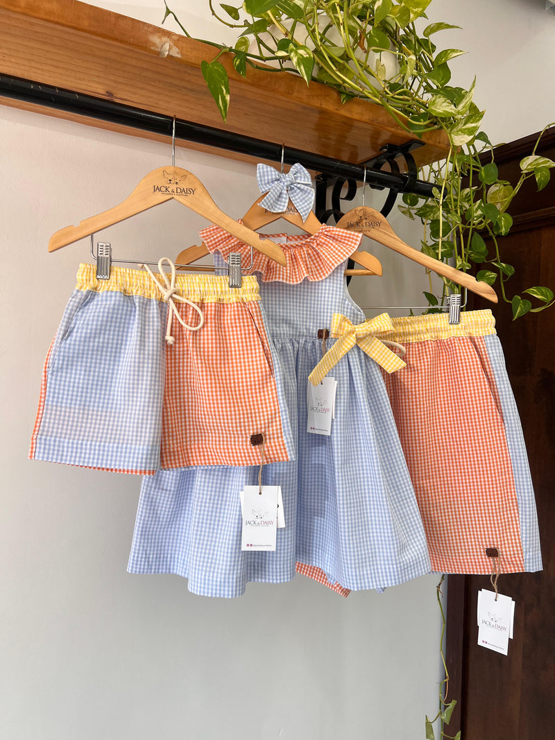 Short "Solzinho Valente" Vichy Colorido 100% Algodão