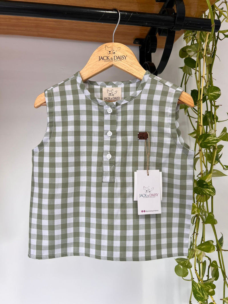 Bata Brincadeira De Rua Xadrez Verde 100% Algodão