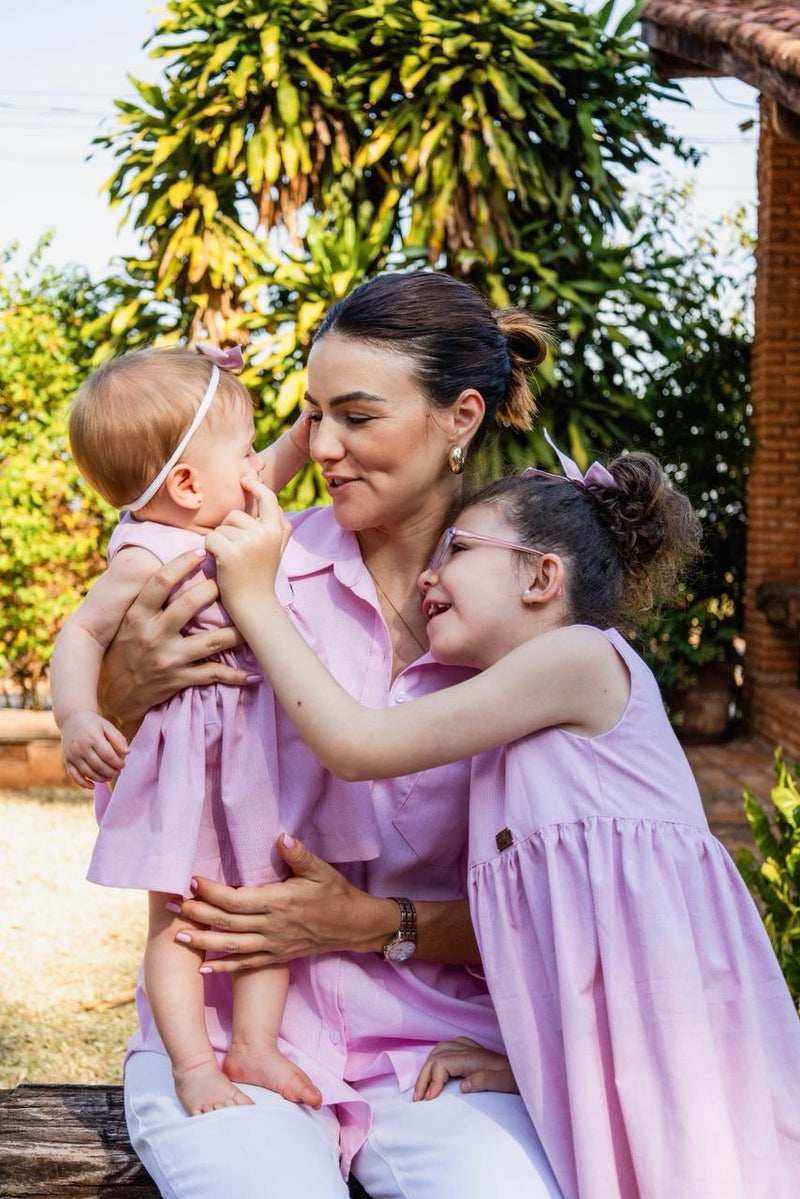 Vestido Lia Rosa Bebê 100% Algodão