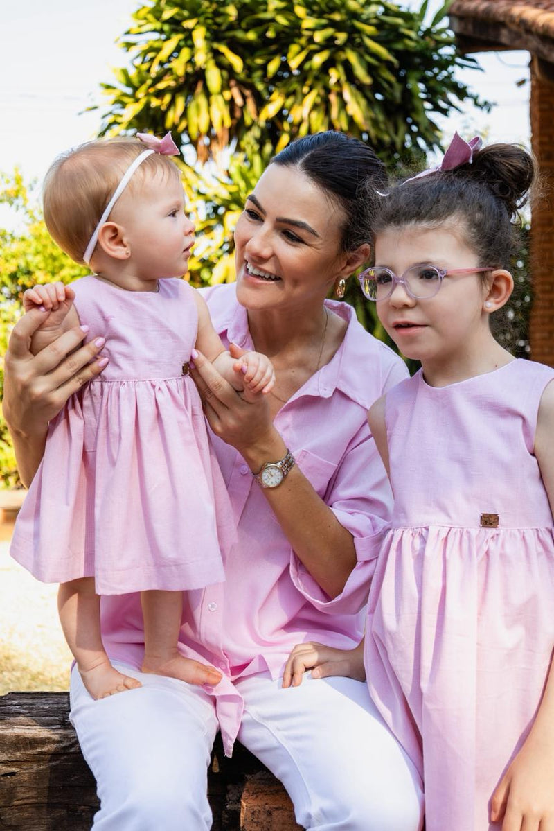 Vestido Lia Rosa Bebê 100% Algodão