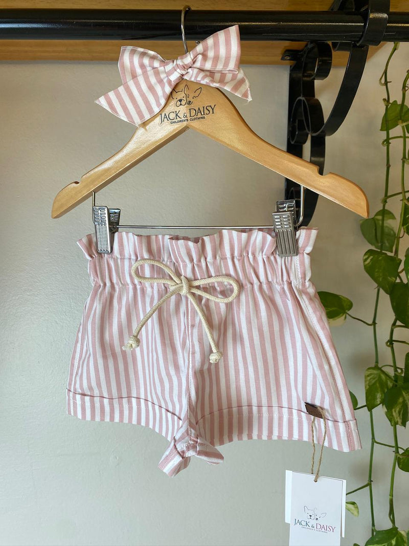 Short Clochard Listrado Rose 100% Algodão