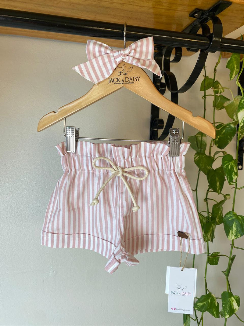 Short Clochard Listrado Rose 100% Algodão
