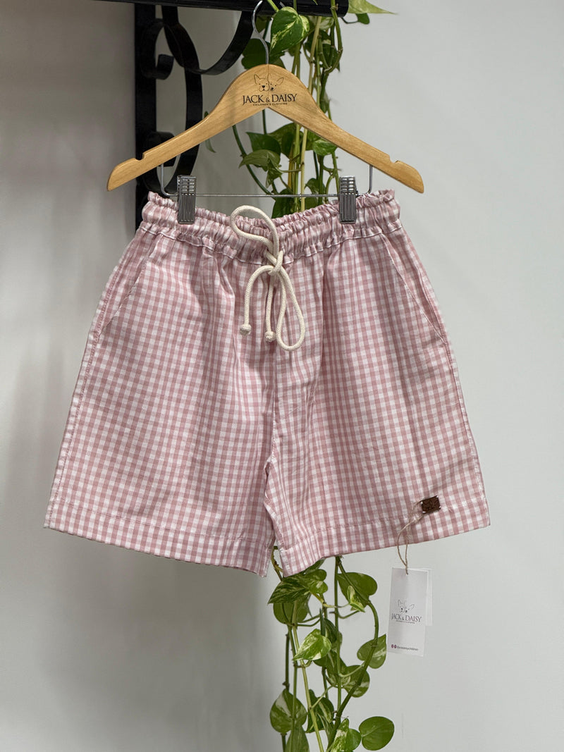 Short Thomas Vichy Rose 100% Algodão