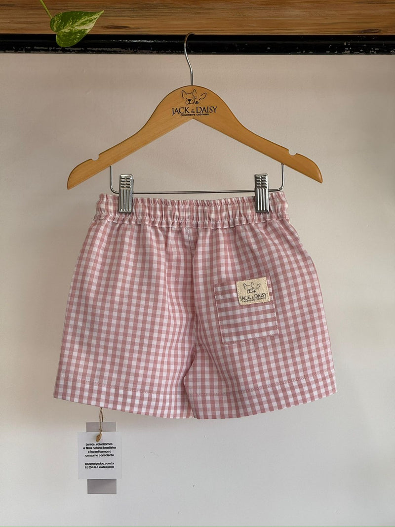 Short Thomas Vichy Rose 100% Algodão