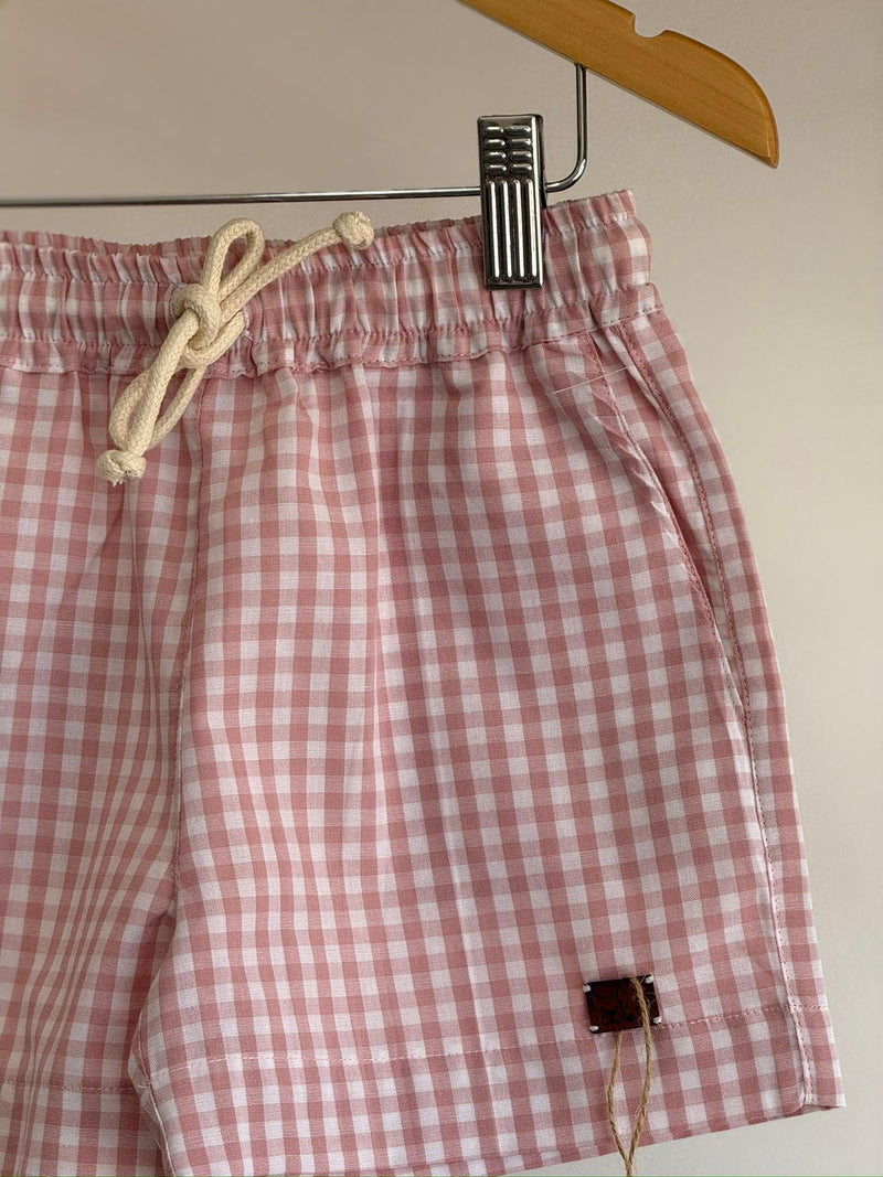 Short Thomas Vichy Rose 100% Algodão
