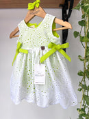 Body Vestido Antonella Laise/ Verde Fluorescente 100% Algodão- Coleção Infância em Cores