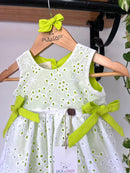 Body Vestido Antonella Laise/ Verde Fluorescente 100% Algodão- Coleção Infância em Cores