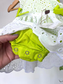 Body Vestido Antonella Laise/ Verde Fluorescente 100% Algodão- Coleção Infância em Cores