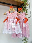 Body Vestido Antonella Laise/ Laranja Fluorescente 100% Algodão- Coleção Infância em Cores