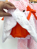 Body Vestido Antonella Laise/ Laranja Fluorescente 100% Algodão- Coleção Infância em Cores
