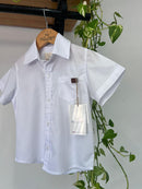 Camisa Social Augusto Manga Curta Branca 100% Algodão