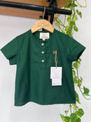 Bata Miguel Manga Curta Verde 100% Algodão