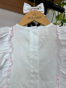 Bata Manu Branca com Rosa 100% Algodão