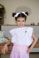 Bata Manu Branca com Rosa 100% Algodão