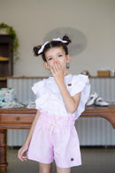 Bata Manu Branca com Rosa 100% Algodão