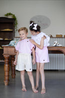 Short Clochard Linho Rosa Bebê