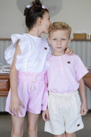Short Clochard Linho Rosa Bebê