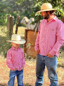 Camisa Pai Cowboy Vichy Vermelho 100% algodão