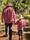 Camisa Mini Cowboy Unissex Vichy Vermelho 100% Algodão