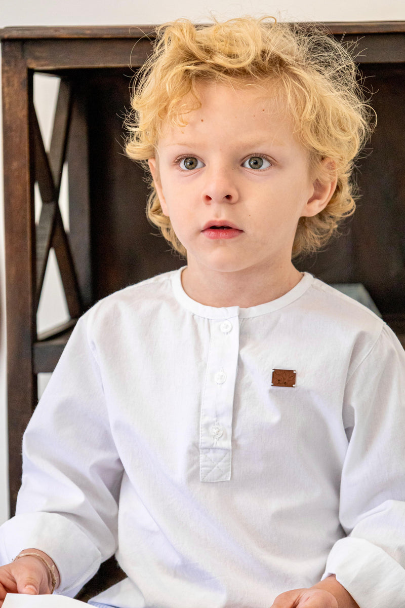 Bata Miguel Manga Longa Branca 100% Algodão