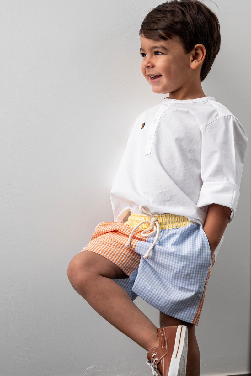 Short "Solzinho Valente" Vichy Colorido 100% Algodão