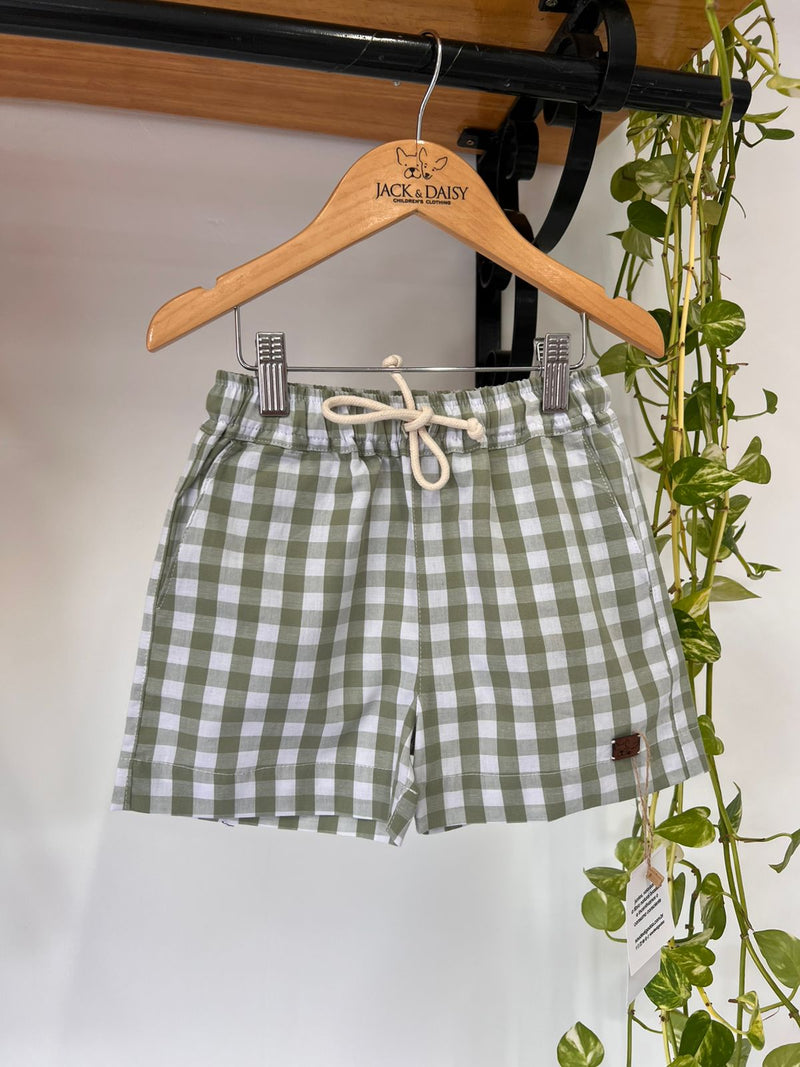 Short Brincadeira De Rua Xadrez Verde 100% Algodão