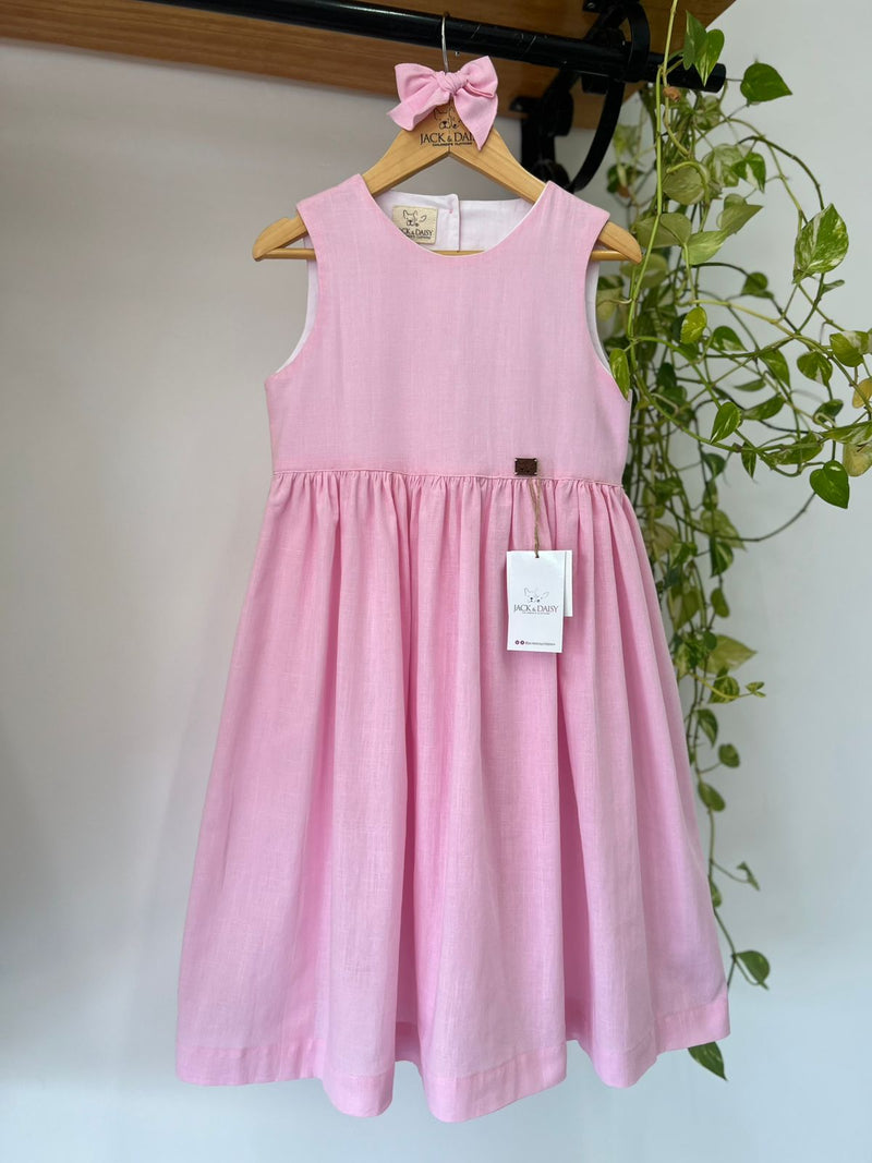 Vestido Lia Rosa Bebê 100% Algodão