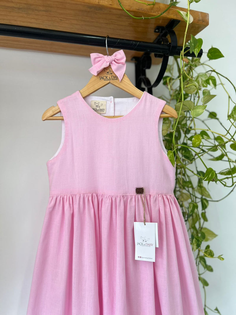 Vestido Lia Rosa Bebê 100% Algodão
