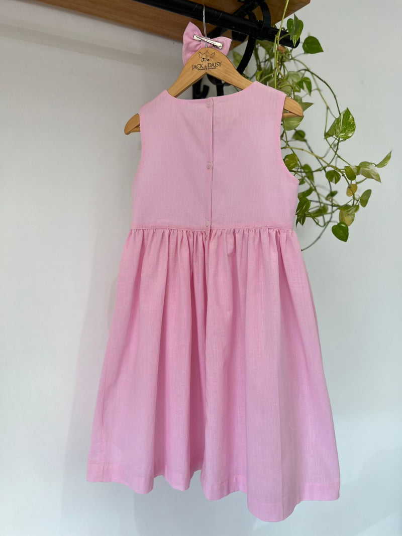 Vestido Lia Rosa Bebê 100% Algodão