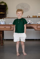 Bata Miguel Manga Curta Verde 100% Algodão