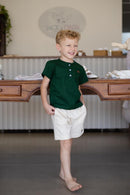 Bata Miguel Manga Curta Verde 100% Algodão
