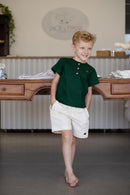 Bata Miguel Manga Curta Verde 100% Algodão