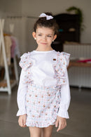 Short Saia Amélia - Coelhinhos do Vale Rosa 100% Algodão