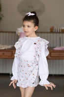 Short Saia Amélia - Coelhinhos do Vale Rosa 100% Algodão