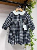Vestido Manga Longa Flanelado Xadrez Azul 100% Algodão
