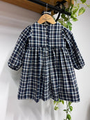 Vestido Manga Longa Flanelado Xadrez Azul 100% Algodão