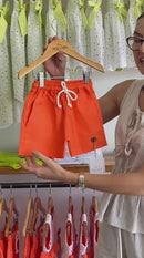 Short Thomas Laranja Fluorescente 100% Algodão- Coleção Infância em Cores